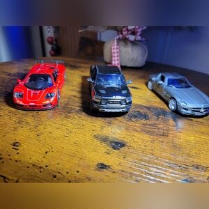 Kinsmart Die-Cast Toy Car Set - Black, Red, and silver